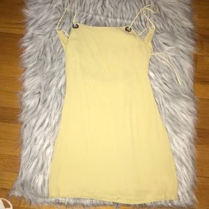 Light yellow open back tie up flowy summer dress